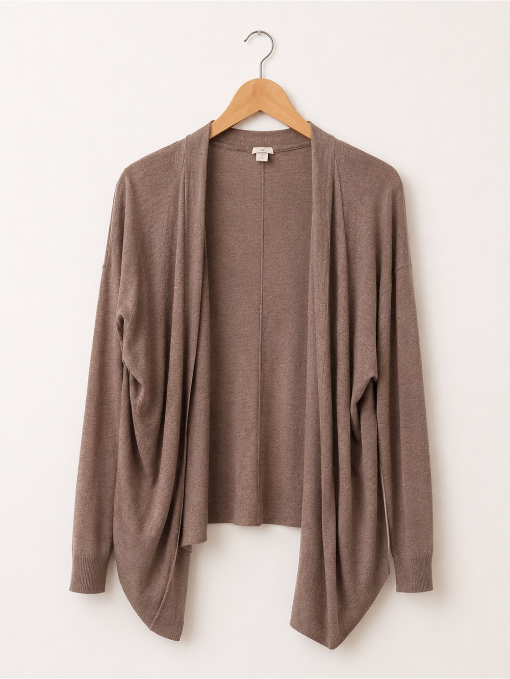 H&M Brown Open Front Fine Knit Cardigan Sweater Large L
